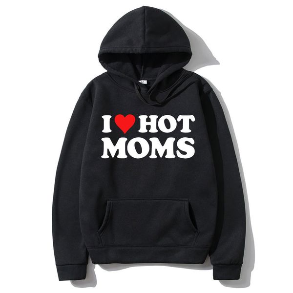 

men's hoodies sweatshirts i love moms print hoodie funny red heart sweatshirt men women fashion casual mens black streetwear 230306