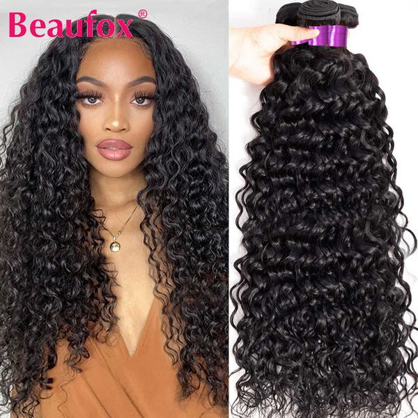 

wig caps beaufox 10a water wave bundles malaysian hair weave bundles deals unprocessed curly human hair bundles 30" remy hair extension, Black;brown