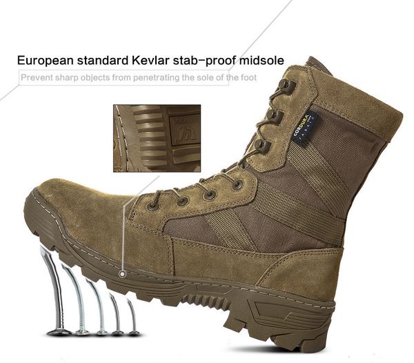 

boots waterproof trekking hiking shoes men military tactical combat boots layer split-grain airsoft gear boots botines hombre sneakers 23030, Black
