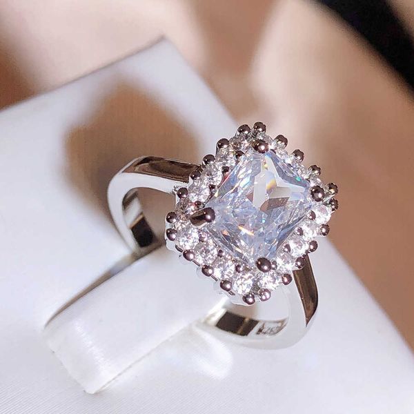 

band rings classic white aaa zircon ring for women's square yellow zircon jewelry 925 silver plated personality ring wedding bridal jew