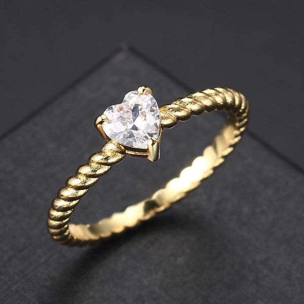 

band rings thin minimalist heart women's rings gold color twist designer engagement promise ring valentine's day gift trendy jewel, Silver