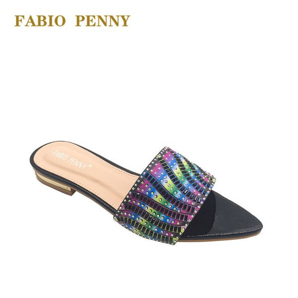 

slippers pointy toe flat open ladies casual slippers woman shoes 230307, Black