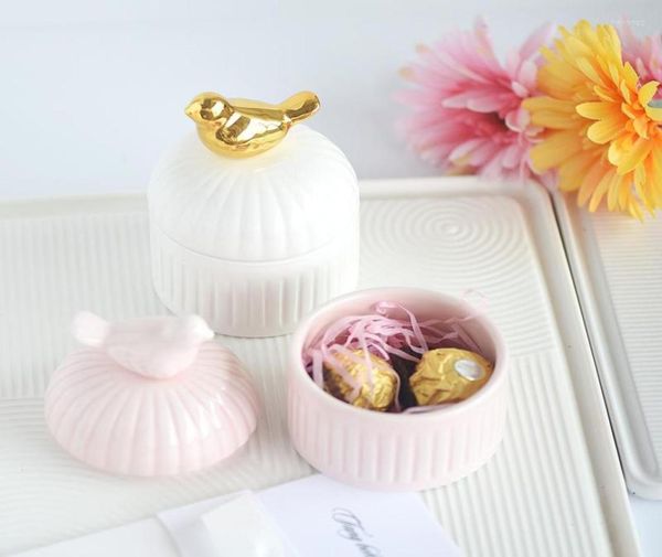 

storage bottles white ceramic cute little animal jewelry box small bird packaging cases girl39s gift stud earring3893103