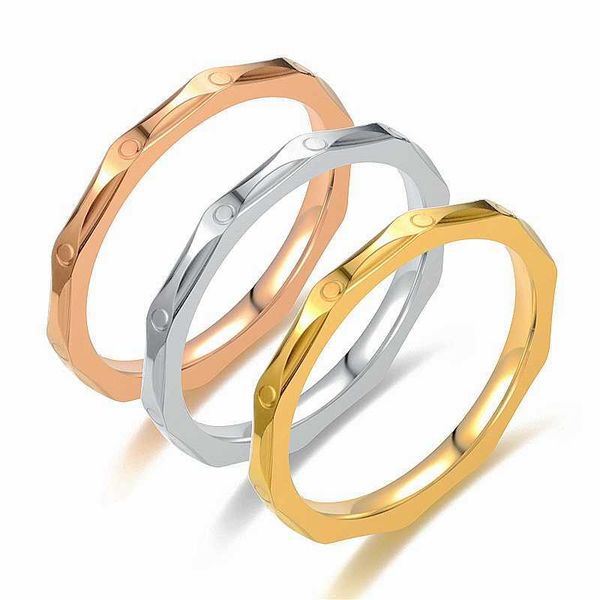 

band rings aroutty 3mm thin titanium stainless steel couple ring rose gold carved ladie finger ring for women wedding engagement ring aa2303, Silver