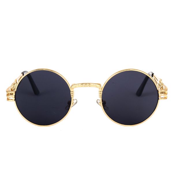 

european and american personality sunglasses women's round frame women's sunglasses men's foreign trade steampunk glasses men, White;black