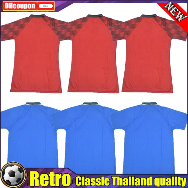 

cantona manchester 96 97 98 retro soccer jerseys utd vintage classic football shirts home red beckham solskjaer united away third white blue, Black;yellow