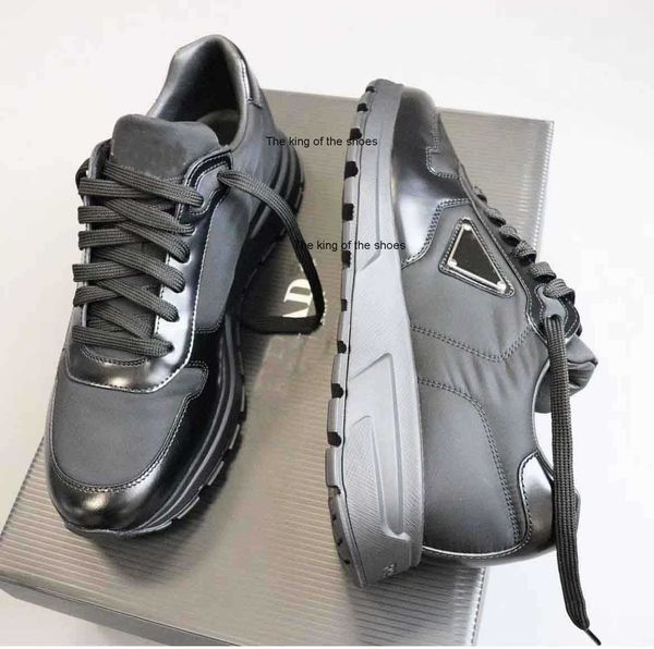 

2023 og prax 01 re-nylon brushed leather sneakers shoes white black technical materials typical men sports enamel triangle casual walking