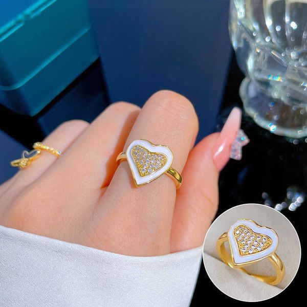 

band rings fashion european and american double love rings classic heart design put your love in my heart bridal wedding ring gift aa230306, Silver