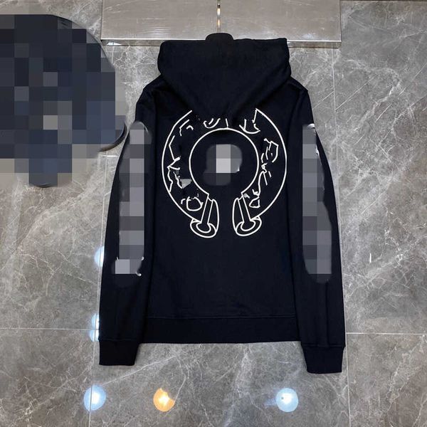 

men's and women's hoodies fashion brand ch autumn and winter collection 1k47, Black