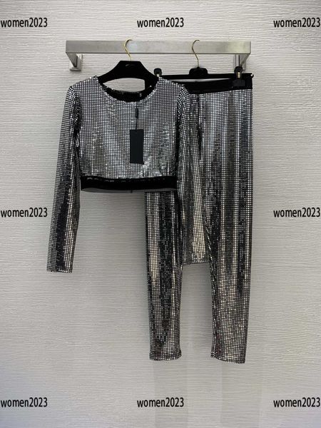 

tracksuits women sportswear lady casual outfit 2pcs shiny sequin navel jacket and buttocks summer size s-l new arrivals mar01, Gray