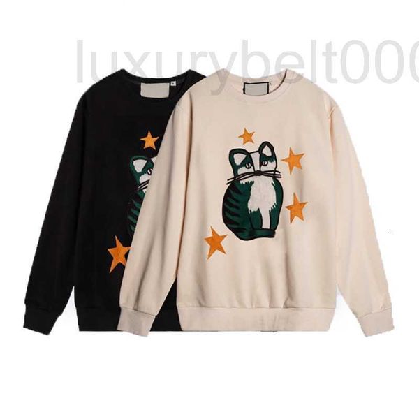 

women's hoodies & sweatshirts designer womens casual round neck long sleeve clothes with cute cat pattern decorated stars two colors bj, Black