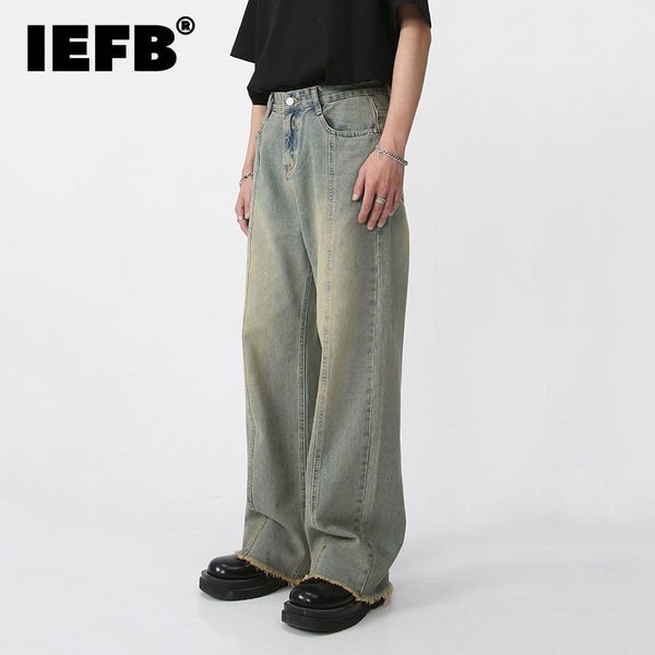 

men's jeans iefb wear spring denim trousers ground straight pants fashion american high street 2023 wide leg vintage 9a7445 230306, Blue