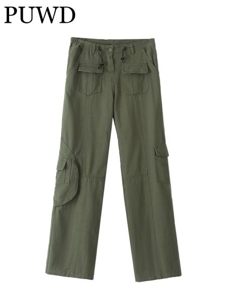 

women's pants s puwd casual women green high waist straight summer fashion ladies overall female pocket polyester 230306, Black;white