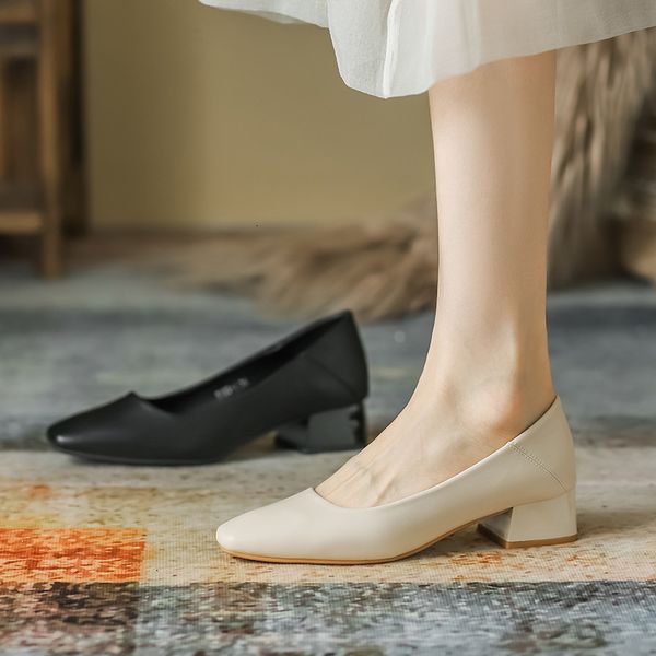 

dress shoes women's single shoes casual soft shallow mouth 230307, Black