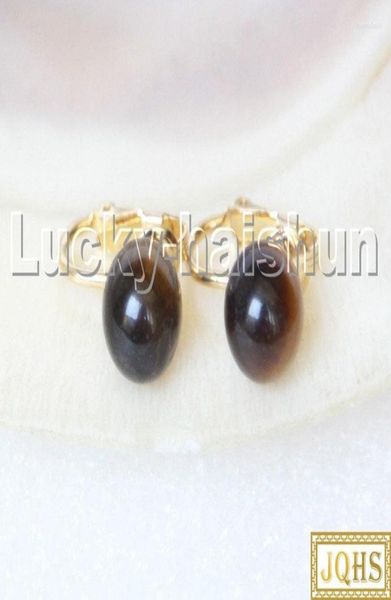 

stud earrings natural 10mm round yellow tiger39s eyes beads clip c3132580253, Golden;silver