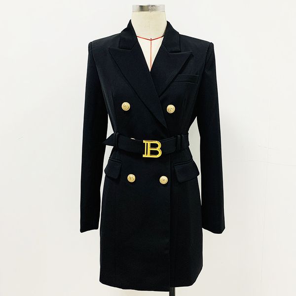 

new arrive 4 colors women's suit working dress waistband metal buckles double-breasted slim ol style back zipper career costume white b, White;black