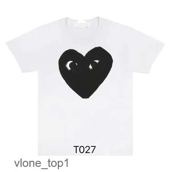 

men's t-shirts fashion mens play t shirt designer red heart commes casual women s des badge garcons high quanlity tshirts cotton embroi, White;black