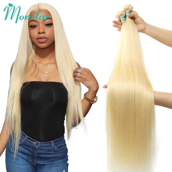 

wig caps monstar 134 613 blonde straight hair bundles peruvian remy human hair extension honey blonde bundles 8 40 inch j230306, Black;brown