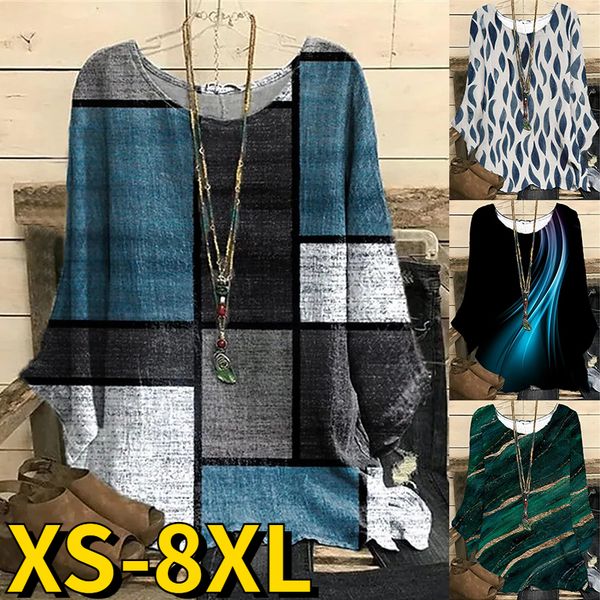 

women's t-shirt vintage t-shirt design printing pullover loose size women's trend long sleeve tee autumn winter everyday t-shirt 2, White