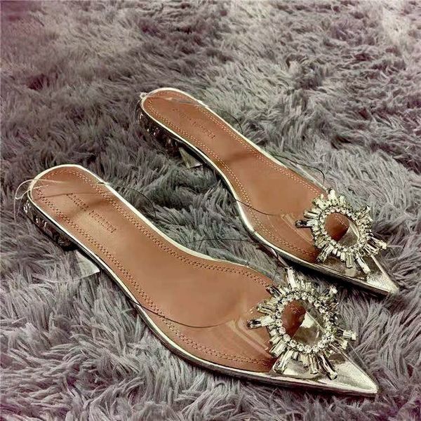 

dress shoes houzhou women transparent flats ladies designer low heel sandals party wedding pumps socofy elegant 230307, Black