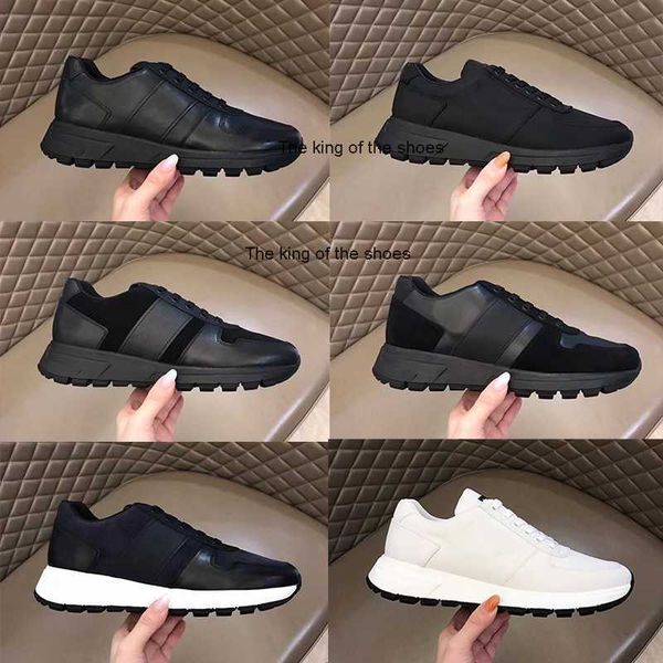 

2023 og designer shoes men prax 01 sneakers real leather platform flat trainers cloth lace-up runner breathable canvas shoe rubber sole 276, Black