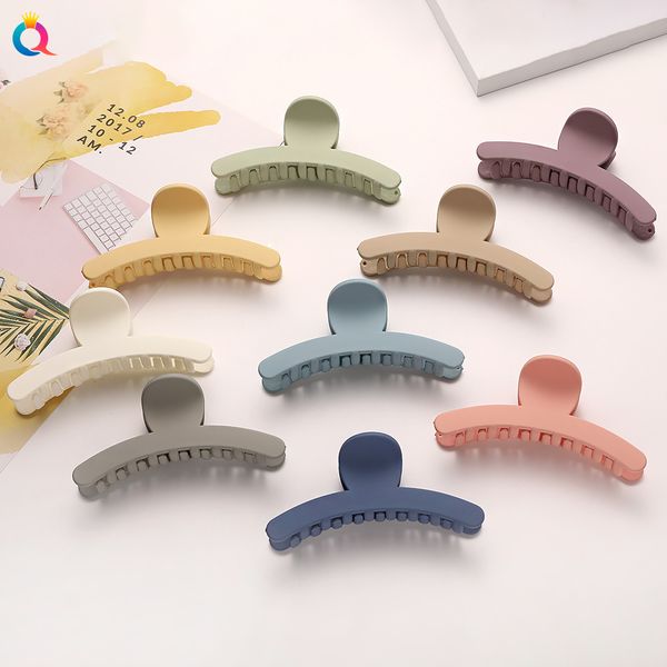 

pure color large square hollow ribbon gripping hair claw fashion hair accessories women resin ponytail clip boutique cute hairpin new 1849, Slivery;white