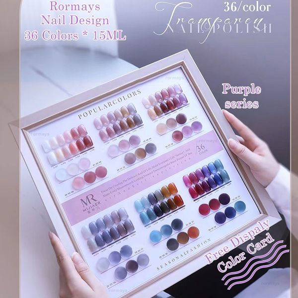 

rormays 15ml gel nail polish 36 color purple ice penetration series semi permanent varnish polishing gel nail uv led design gift color card