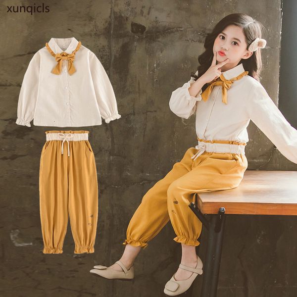 

clothing sets kid girls children long sleeve pants 2pcs outfits for princess outwear clothes autumn spring 230307, White