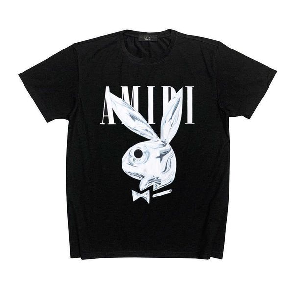 

t-shirts amnri tee men women cotton leisure designer fashion brand simple street rabbit head print 200g casual hip hop high short sle, White;black