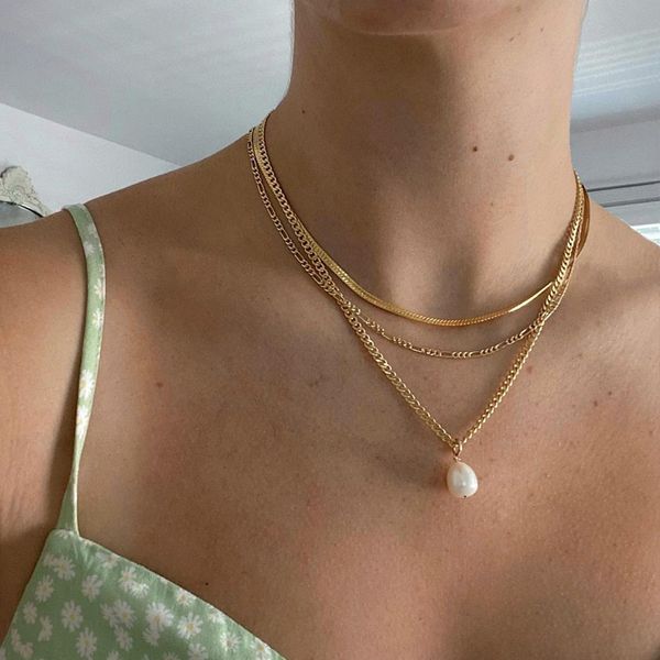 

goldplated pearl necklace street p fashion personality clavicle chain female jewelry wholesale, Silver