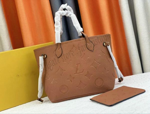 

2pcs set never mm shopping tote bags purses luxury designer women fashion vintage colorful embossing print cross body shoulder handbag bag c