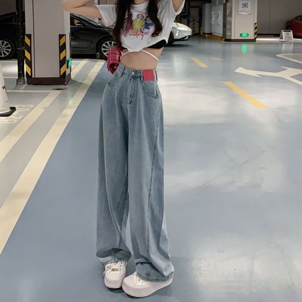 

women's jeans wide pants cowboy for women clothing y2k 2023 high waisted woman 90s clothes harajuku fashion 230306, Blue