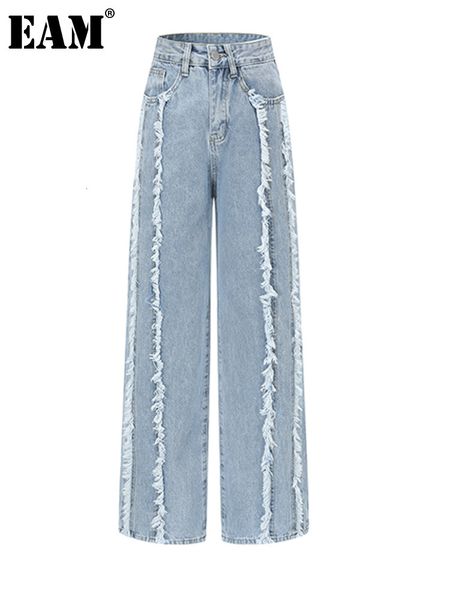 

women's plus size pants eam high waist blue burrs street long wide leg jeans loose women trousers fashion spring autumn 2023 1de7583 23, Black