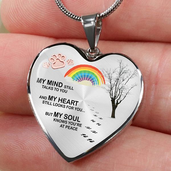 

my mind still talks to you necklace love heart pendant necklace exquisite memorial necklace family gift for my wife, Silver
