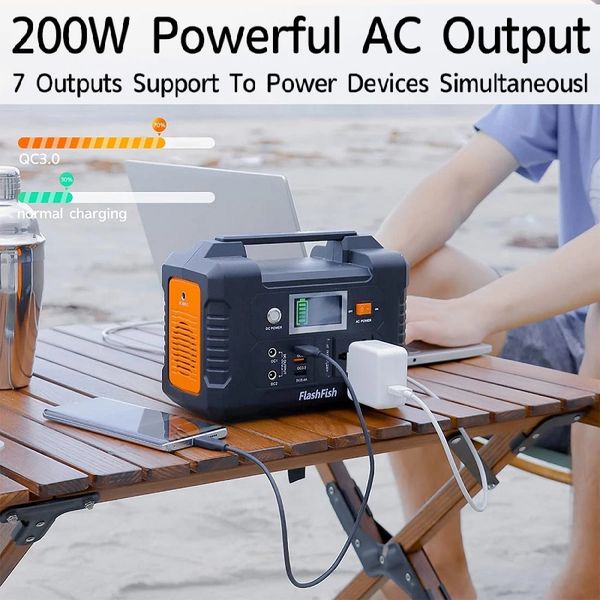 

200w portable power station 220v 48000mah solar generator lifepo4 battery power supply sunpower energy storage system emergency lighting for