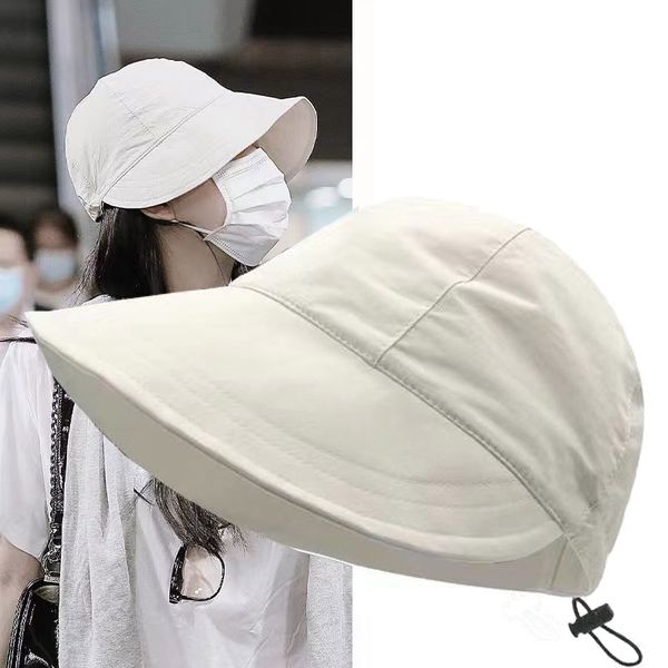 

foldable wide brim sun hat drawstring adjustable caps for men women beach hats summer quick-drying visors fisherman cap dh-rl054, Blue;gray