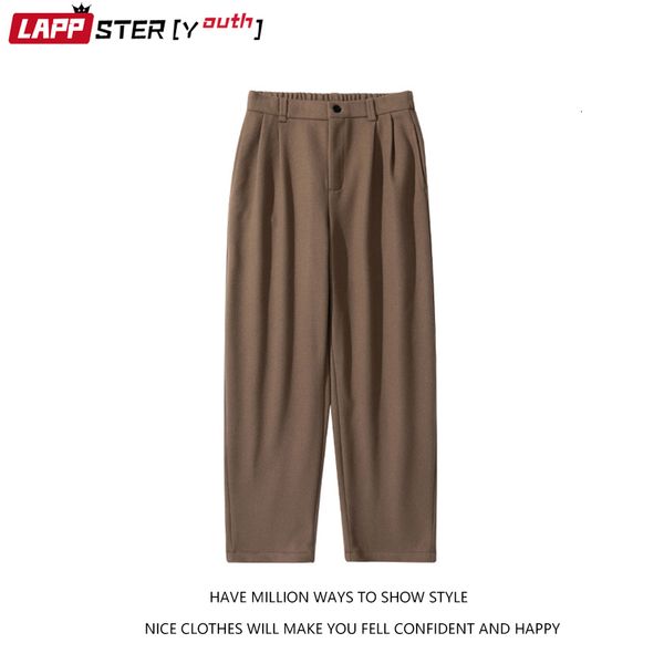 

men's pants lappster-youth men solid woolen thick joggers pants mens japanese streetwear baggy joggers pants male casual vintage pants, Black