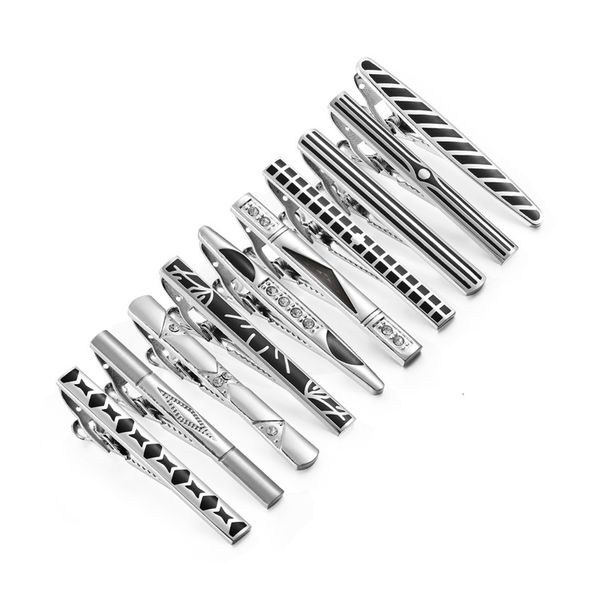 

cuff links 10 pcs tie clips set with gift box wedding guests s luxury men s jewelry business metal man shirt cufflinks for husband 230307, Silver