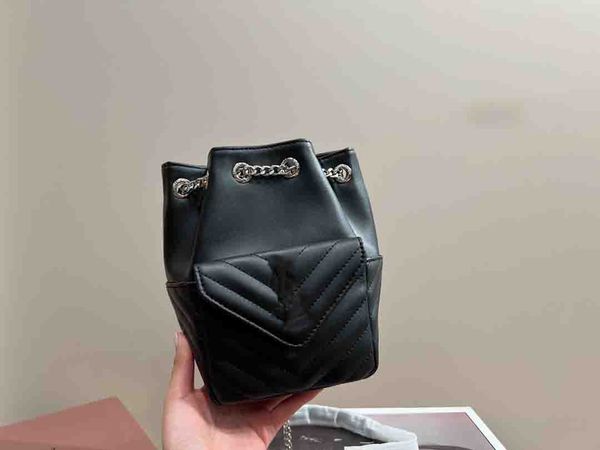 

chain joe backpack women bucket bags back pack v-shaped quilting genuine leather large capacity pocket black shoulder bags handbag tote bag