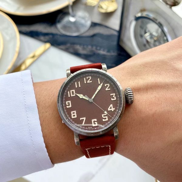 

expensive, high-quality watches, fully automatic, mechanical timepieces, men's watches, no diamonds, super snoopymilitary, Slivery;brown
