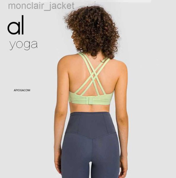 

designer brand tank alos yoga high-intensity shock-proof sports vest women gather to shape yoga back bra underwear for fitness wear, White