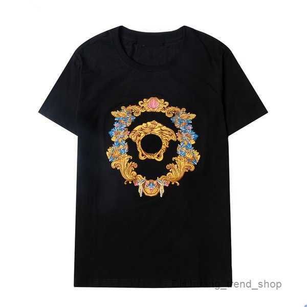 

men's t-shirts medusa embroidery v-letter tide brand spring/summer pure cotton short sleeve t-shirt for men and women with the same han, White;black