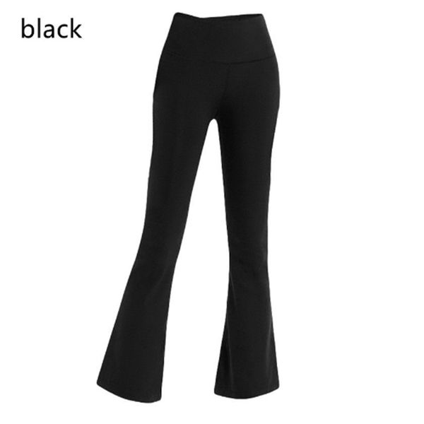 

womens pants yoga clothes lululemens women flared pants high-waisted tight-fitting belly show figure sports yogas nine-point pant trousers, Black;white