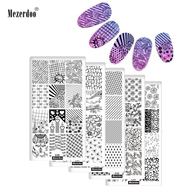 

nail art templates 10pcs professional stamping plate image plates lace grid flower diy stamp template stencil tool kits 230307, White
