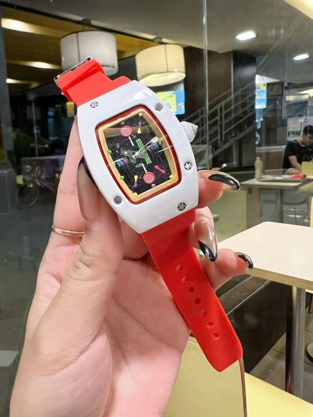 

women's summer watch trend bucket shape ceramic dial imported kp movement candy color band luxury designer watch lovely gift, Slivery;golden
