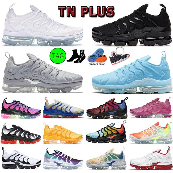 

with box casual running shoes tn plus mens trainer women sport sneakers low triple black white light menta olive gold dark blue university