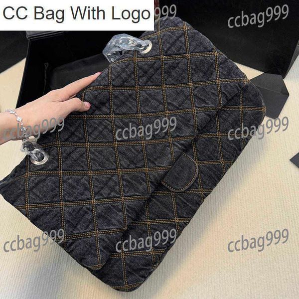 

cc handbags jumbo capacity denim women crossbody designer bags outdoor shopping double quilted silver badge classic flap luxury handbags mul, Black