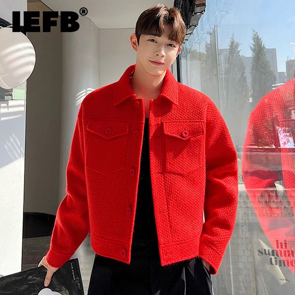 

men s jackets iefb spring korean fashion thickened designer short knitted male jacket men coat 2023 solid color single breasted 9a6819 23030, Black;brown