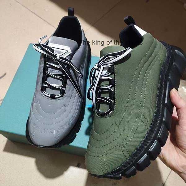 

luxury prax 01 sneakers shoes men's re-nylon technical fabric casual walking famous rubber lug sole party wedding runner trainers eu38-, Black