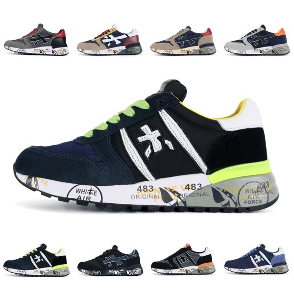

premiata steven genuine training shoes men layer leather cowskin mick lander running shoe black grey blue brown trainers walking fitness spo